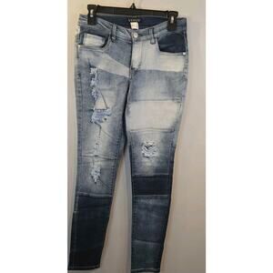 Venus Size 4 YUPP Skinny Jeans Stretch Low Rise Distressed Patchwork 26x30" Boho